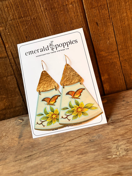 Butterflies Sassy Statement Vintage Tin Earrings