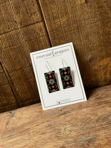 Orange Diamond Black and Silver Bar